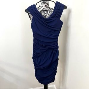 Nicole Miller Women Navy Wrap Style Body Dress size 2